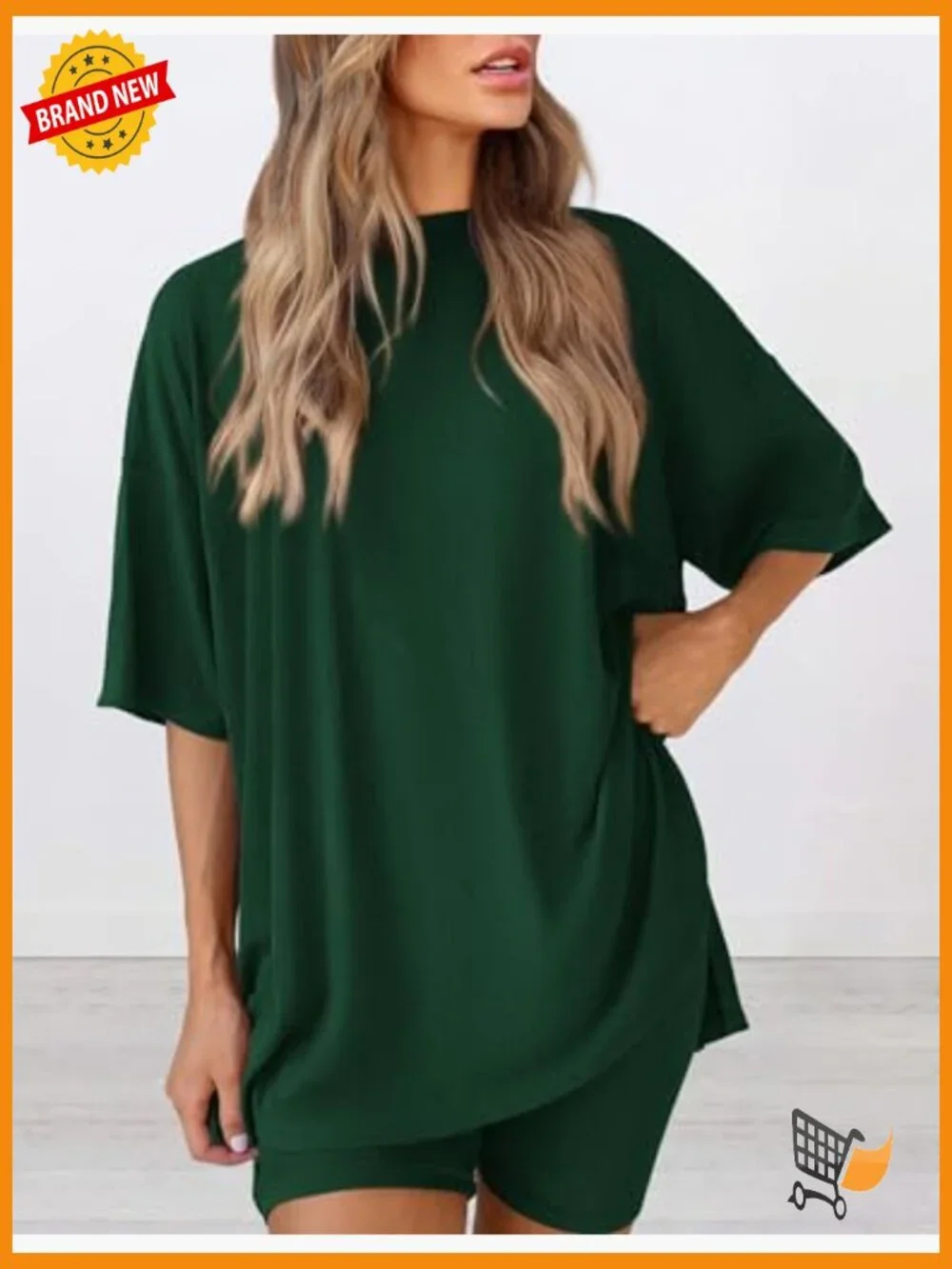 Women 2 Piece Lounge Set Oversized Shirt Biker Shorts Matching Outfit